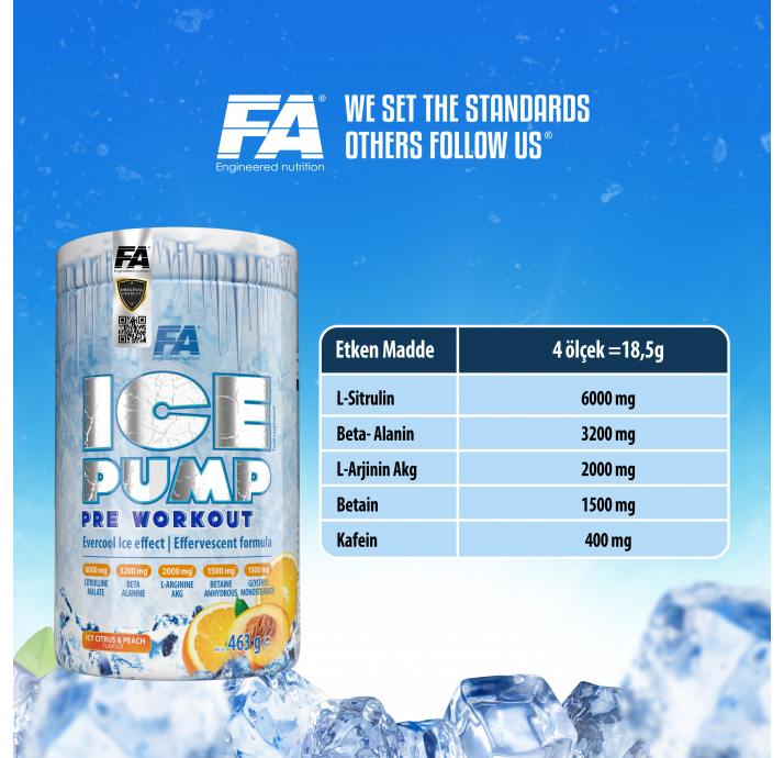 FA Nutrition Ice Pump Pre-Workout Şeftali 463 Gr