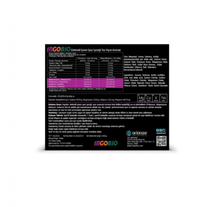İngobio Elektrolit Sporcu İçeceği  20*15 Gr